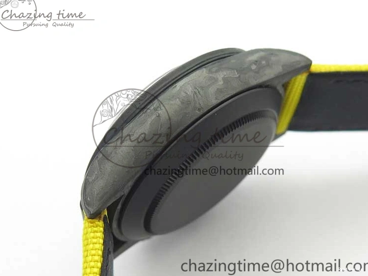 0102 Supportive Daytona DIW Carbon Case and Bezel Black Yellow Dial on Yellow Nylon Strap A 3220